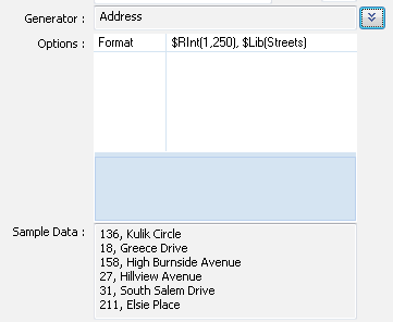 DTM Data Generator for Excel: sample address generator options